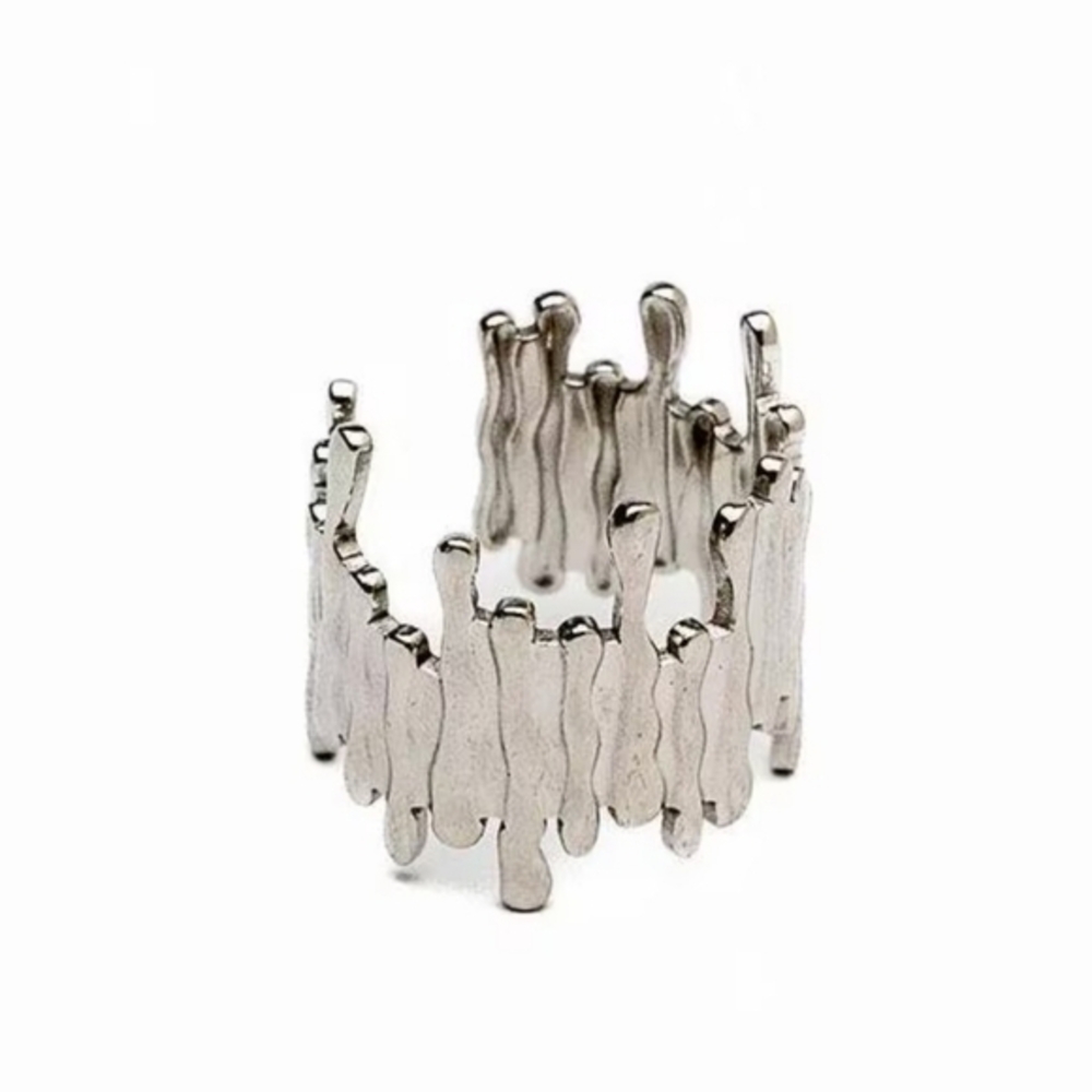 Silver Textured Ring with Unique Design